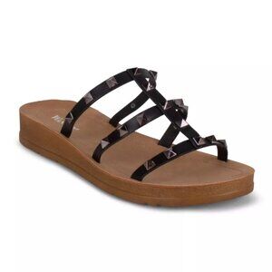 WANTED Women's Cove Studded Sandals black silver 6 new